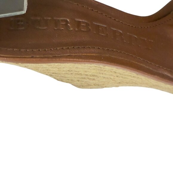 Burberry Tan Check Hearts Espadrille Wedges Sandals Shoes Size 9 - Picture 5 of 11